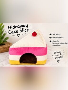 🎉HOST PICK 🎉 full cheeks plush cake slice pet bed with cherry top